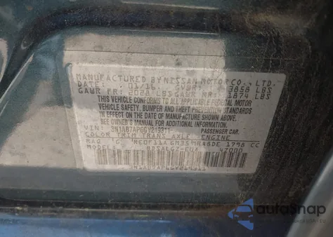 2016 Nissan Sentra Sl z USA, uszkodzony, nr VIN 3N1AB7AP6GY219311